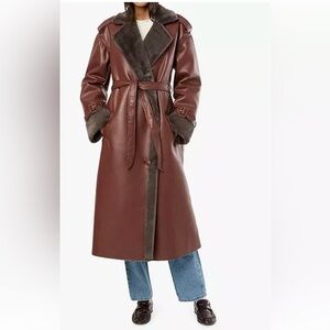EUC WeWoreWhat faux Sherpa oversized Trench Coat